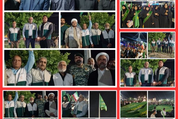 طنین عطر رضوی در قلب عنبرآباد؛ پرچم متبرک آستان قدس رضوی در میدان آزادی برافراشته شد